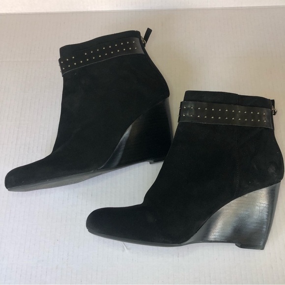 Franco Sarto Hardy Suede Studded Strap Wedge Heel Ankle Booties Size 9 - Picture 7 of 14